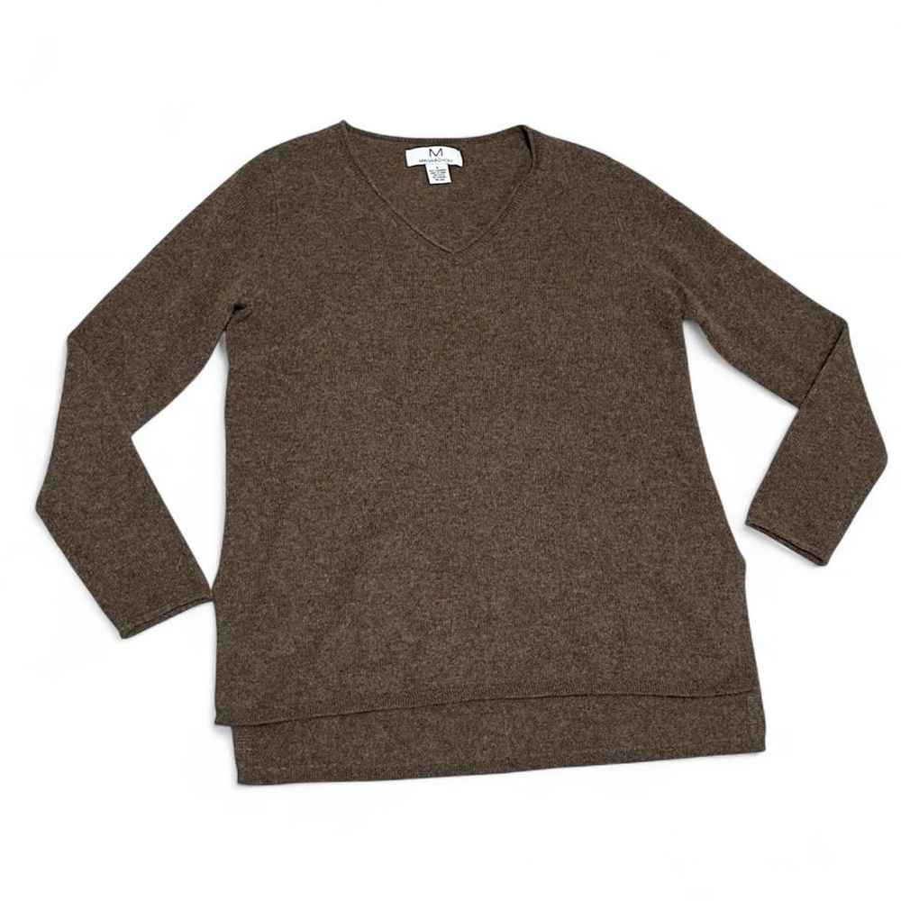 Magaschoni 100% Cashmere brown v-neck over sized sweater